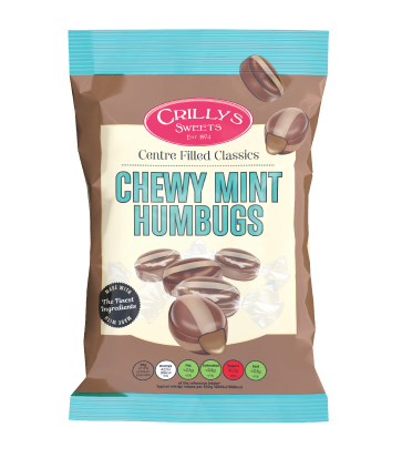Crilly's Sweets Chewy Mint Humbugs Confectionery Bag Packaging