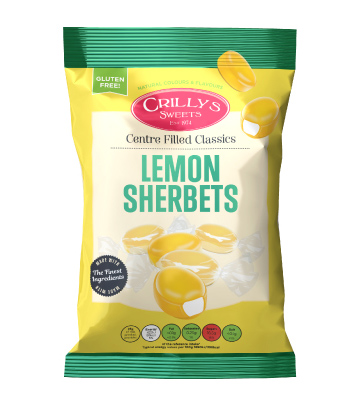 Crilly's Sweets Lemon Sherbets Confectionery Bag Packaging