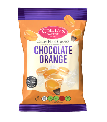 Crilly's Sweets Chocolate Orange Confectionery Bag Packaging