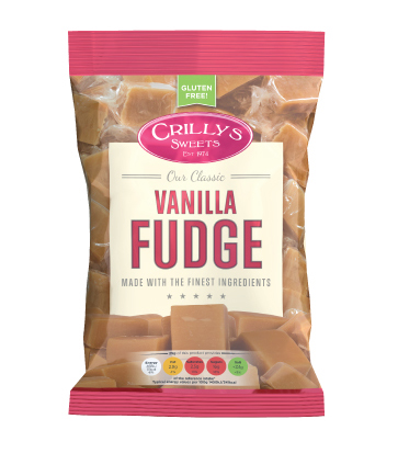 Crilly's Sweets Vanilla Fudge Confectionery Bag Packaging