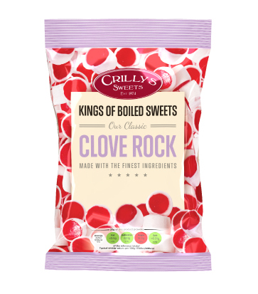 Crilly's Sweets Clove Rock Confectionery Bag Packaging
