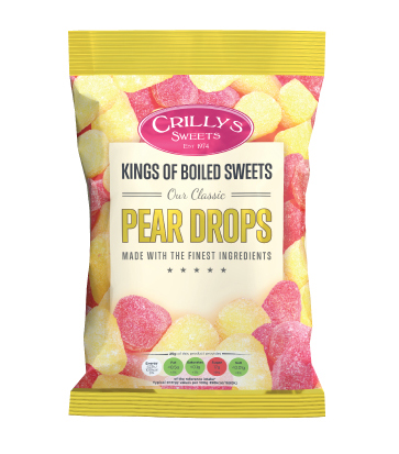 Crilly's Sweets Pear Drops Confectionery Bag Packaging