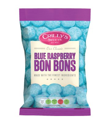 Crilly's Sweets Blue Raspberry Bon Cons Confectionery Bag Packaging