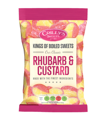 Crilly's Sweets Rhubarb & Custard Confectionery Bag Packaging