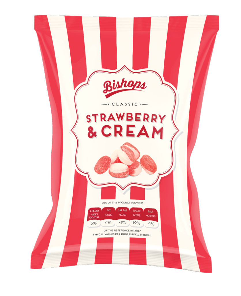 Crilly's Bishops Sweets Strawberry & Cream Confectionery Bag Packaging