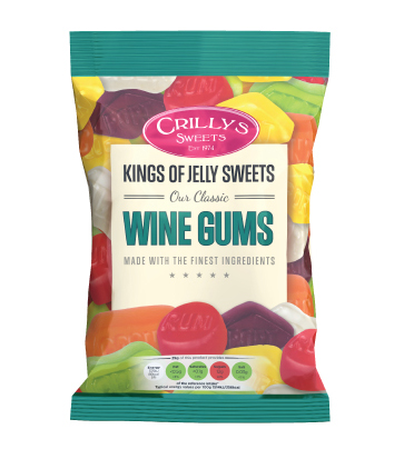Crilly's Sweets Wine Gums Confectionery Bag Packaging