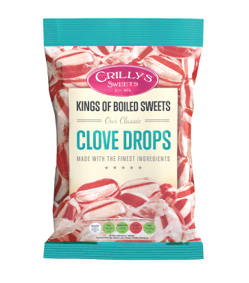 Crilly's Sweets Clove Drops Confectionery Bag Packaging