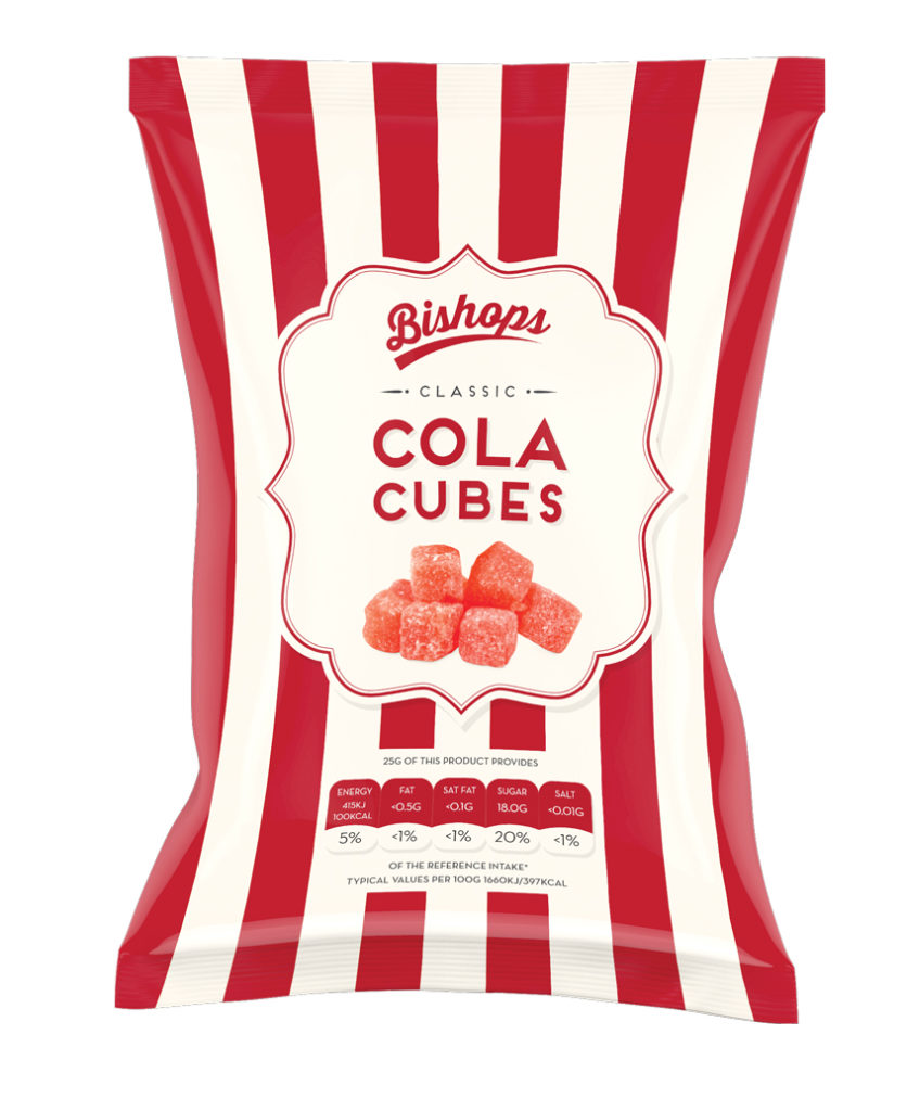 Crilly's Bishops Sweets Cola Cubes Confectionery Bag Packaging